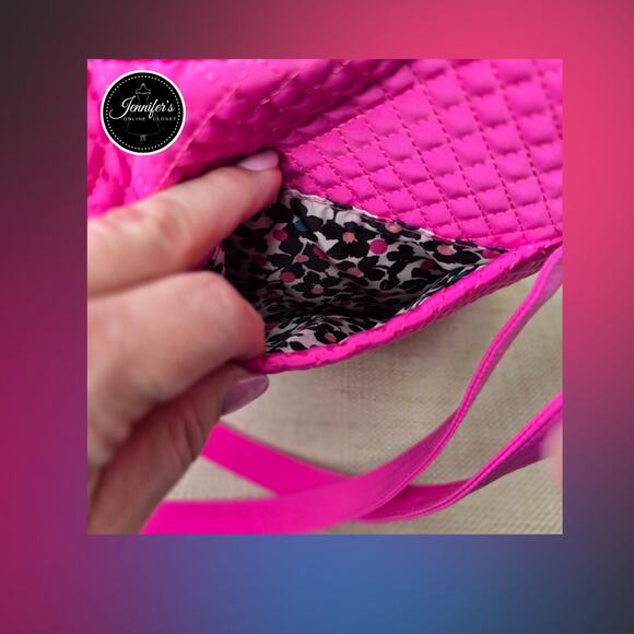 Vera Bradley Magenta Pink Quilted Triple Zip Hipster Crossbody - Picture 7 of 11